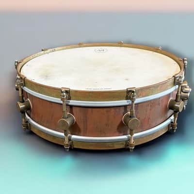 A&F Drum Co. 4x14 Raw Copper Snare - Raw Copper Petina image 3