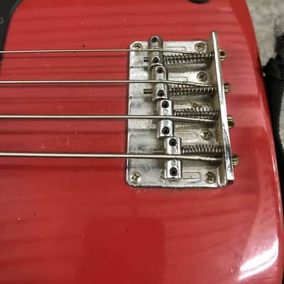 Memphis P-Bass Vintage 4-String Guitar Precision, Red and Black - W/ Black Strap image 3