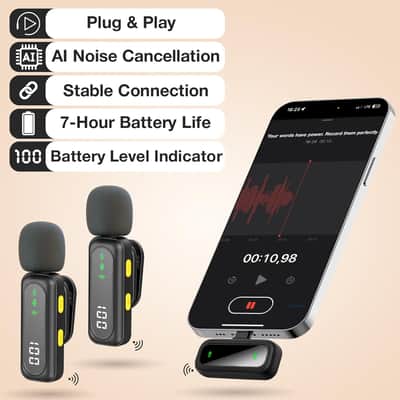 Wireless Lavalier Microphone for iPhone Mini Mic Android/Tablet/PC Video Recording Clip-on Mics with Rotatable Clip&Denoise Recording, Ideal for Vlog Tiktok Youtube Podcast Content Creator image 3