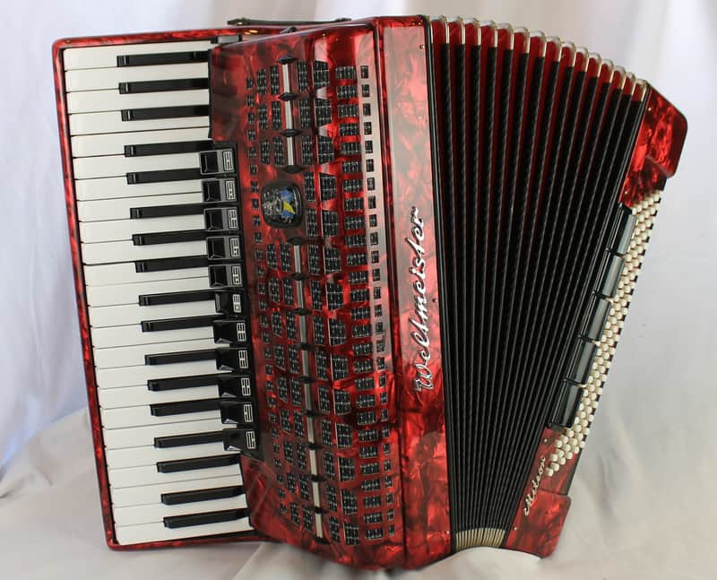8210 - Red Pearl Weltmeister Meteor Piano Accordion LMMH 41 120 image 1