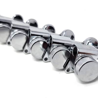 Carparelli 6-IN-LINE Electric Locking Machine Heads Tuners Classic Button Chrome image 2