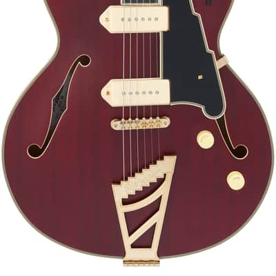 D'Angelico Deluxe Ss Fully Hollow Single Cutaway Satin Trans Wine image 1