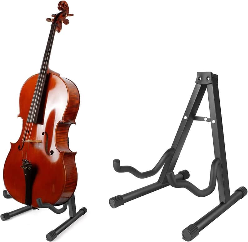 Cello Stand Adjustable, Folding Cello Support Stand, A-Frame Folding Cello Holder Compatible for Violin 1/8-4/4 Cellos Guitars Electric Bass Electric Guitar Stand Acoustic, Black (black) image 1