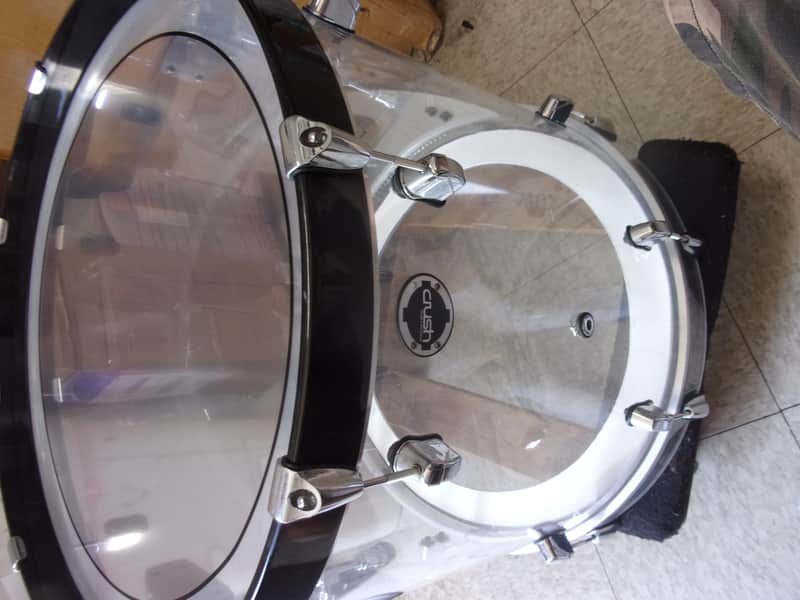 Crush Clear Acrylic 22" x 18" Bass Drum with spider web stress cracks at lugs image 1
