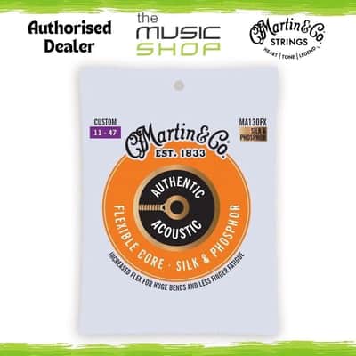Martin Authentic Flexible Core Acoustic Guitar Strings, Silk & Phosphor- MA130FX image 1