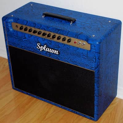 Splawn Street Rod 40 W Combo Amplifier Celestion Creamback Upgrade Blue Python Tolex, Black Grille Cloth, Knobs, Gold Control Panel & Piping New! image 2
