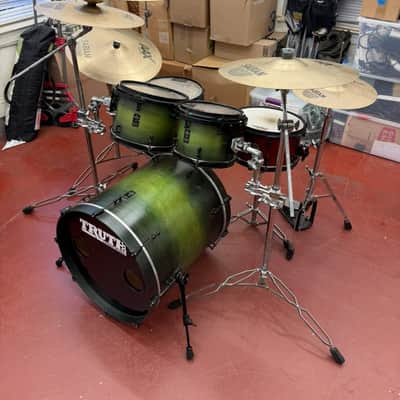 Truth Custom Drums Truth Custom Drum Kit, Sabian Vault and AA/AAX Cymbals, Tama Speed Cobra Pedals Unknown - Dark Green Burst image 10