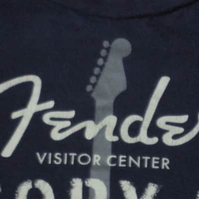 pre-owned / worn genuine Fender - Fender Factory Tour (Corona, California USA) - short sleeve T-Shirt, Men's X-Large (XL) Navy Blue with Creme & Gray Graphic, 100% preshrunk cotton, late 2000s to early - mid 2010s image 15