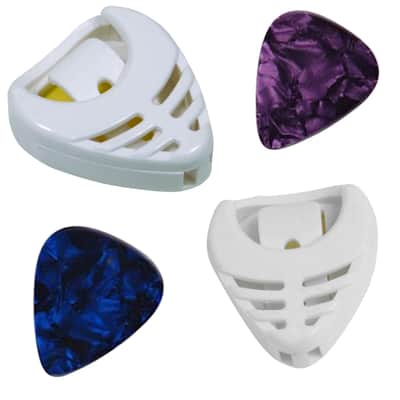 Omikron Guitar Pickholder " White" Stick-On non-marring adhesive Two Pieces + Picks. image 2