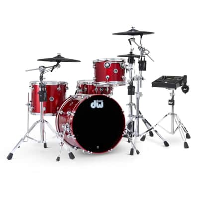 DW DWe 4pc Complete Electronic/Acoustic Drum Set w/Roland Cymbals & V51 Black Cherry Metallic image 1