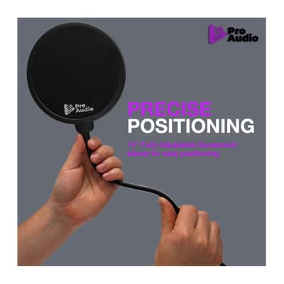 Focus Pro Audio Pop Filter for Broadcasting and Recording Microphones with Flexible Gooseneck Mount and Windscreen imagen 4