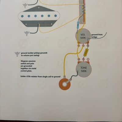 Fender Telecaster (HS) 3-way wiring harness upgrade-Humbucker neck single coil bridge with 0.022uF Bumblebee paper in oil capacitor and treble bleed mod image 6