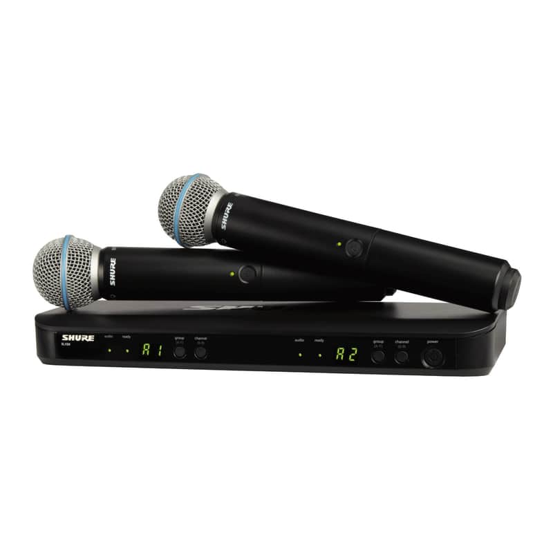 Mint Shure BLX288/B58 Wireless Microphone System - 14-Hour Battery Life, 300 ft Range, UHF | Includes (2) BETA 58A Handheld Vocal Mics, Dual Channel Receiver | J11 Band (BLX288/B58-J11) image 1
