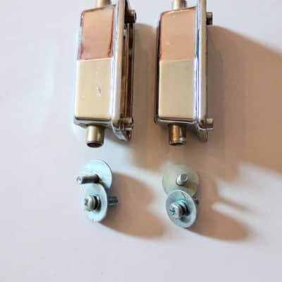 UNMARKED PEARL STYLE SNARE DRUM LUGS PAIR W/ SCREWS  70's - CHROME - FREE SHIP TO C-USA image 2