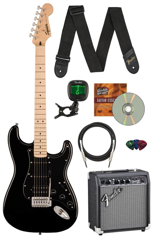 Fender Squier Sonic Stratocaster HSS - Black w/ Frontman 10G Amplifier image 1