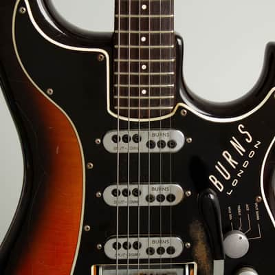 Burns Jazz Split Sound Solid Body Electric Guitar (1964), ser. #9652, black alligator hard shell case. image 14