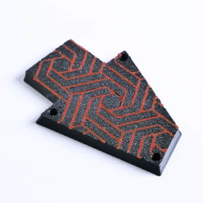 Custom Ibanez Truss Rod Cover for RG & JEM – Fractal Flow (Red & Black) image 8