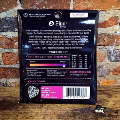 Elixir Attune | (13-56) Medium Phosphor Bronze Acoustic Guitar Strings image 2