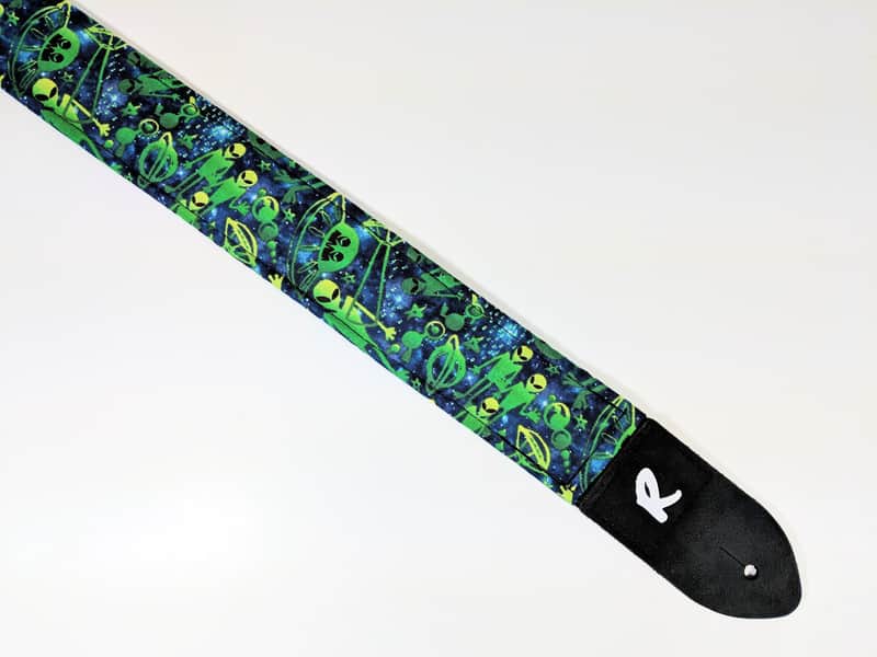 UFO Alien Guitar Strap - Green Alien Guitar Straps - Flying Saucer Strap - Area 51 Guitar Strap image 1