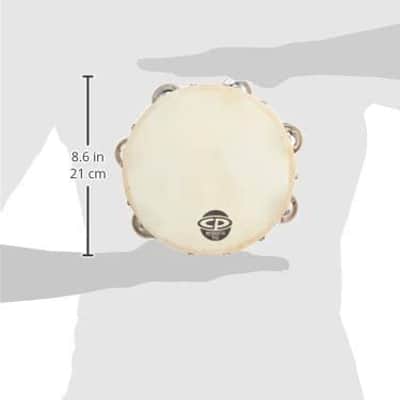CP378 8" Wood Tambourine, Headed, Single Row Jingles image 4
