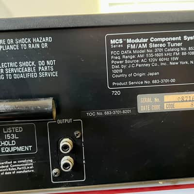 Vintage MCS Modular Component Systems Model 3701 FM/AM Stereo Tuner; Tested image 7