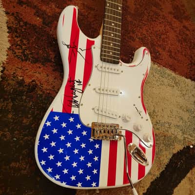 Main Street Guitars Autographed By Ted Nugent Stars And Stripes 'Murican Flag image 2