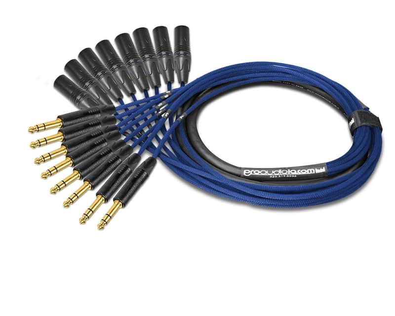 Premium Mogami 2932 8 Channel Snake | Neutrik Gold 1/4" TRS to XLR-M | Blue | 100 Feet image 1