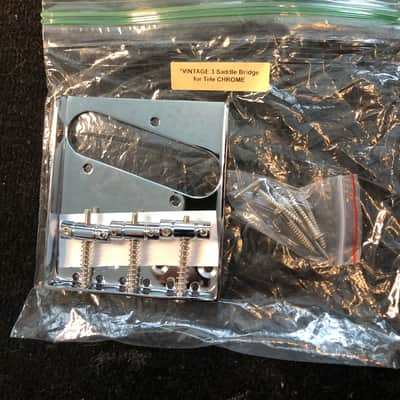 Fender Style Vintage 3 Saddle BRIDGE for USA Fender Telecaster Tele 10.8mm Space Chrome. image 1