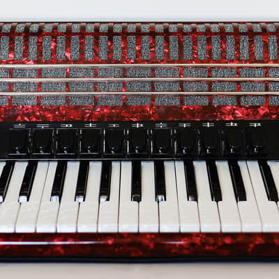 NEW Weltmeister Saphir Red Piano Accordion, made in Germany, 120 Bass buttons, Full-size Keyboard Accordian, incl. Straps and Case, Item Location USA image 7