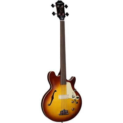 Epiphone Jack Casady Fretless Electric Bass (with Gig Bag), Royal Tan image 7