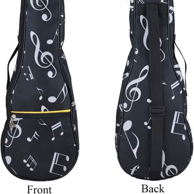 Ukulele Bag 23 Inch Waterproof Oxford Musical Note Case - Single Shoulder Backpack With Adjustable Straps (Black) image 3