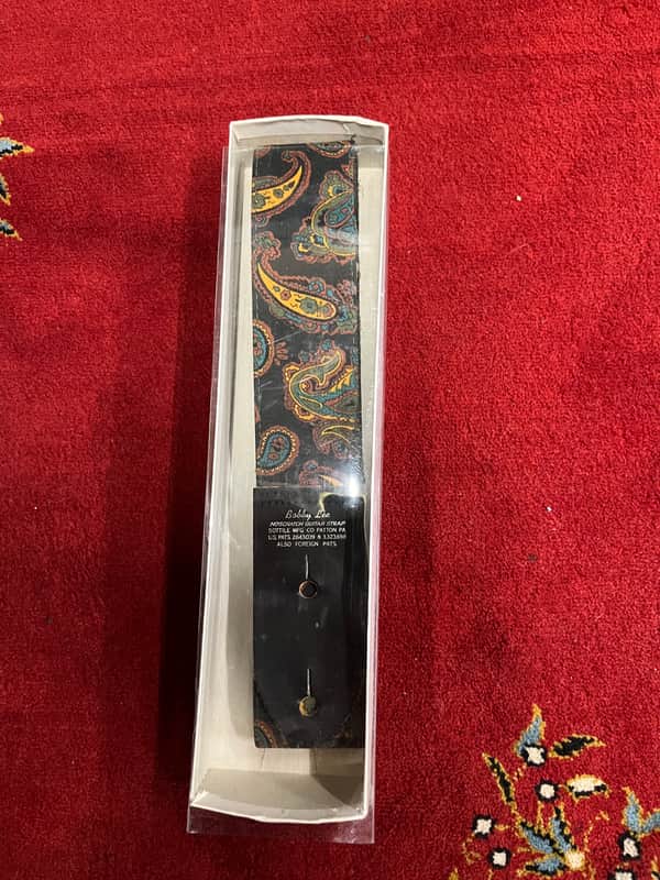 Bobby lee Black blue orange paisley noscratch guitar strap 1960s image 1