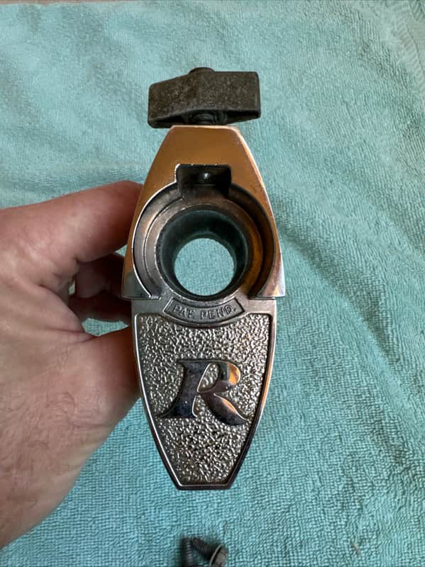Rogers Tom Drum Mount or Spur bracket - Big R Memriloc XP8 - 1” Lot #3 70s - Chrome image 1