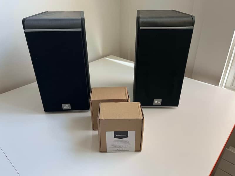 JBL ES20 Bookshelf Speakers with new speaker wire - Black image 1