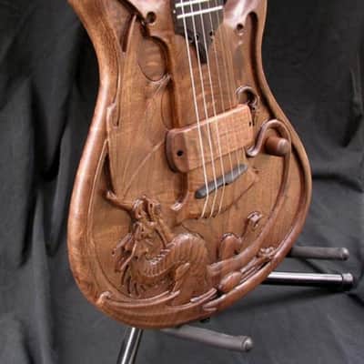 William Jeffrey Jones “The Dragonwing” – 2010 – Sculptured Walnut – One-of-a-Kind Hand Carved Art Guitar image 3