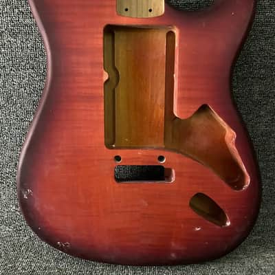 Red Burst Tiger Maple Top Stratocaster Strat Style Guitar Body image 3