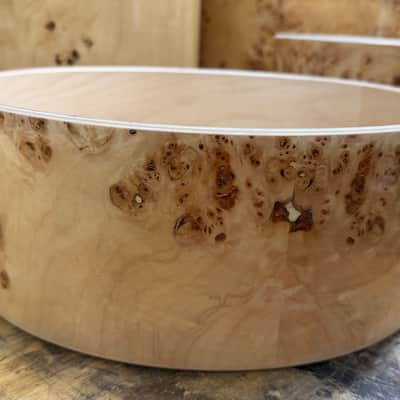 POPLAR MAPPA BURL exotic wood and Maple 7 pcs shell set - 5 ply core shells - Clear gloss polished BEST OFFERS ACCEPTED! image 14