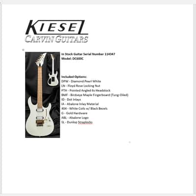 Carvin Kiesel DC600C 2015 Diamond Pearl White w/OHSC image 10