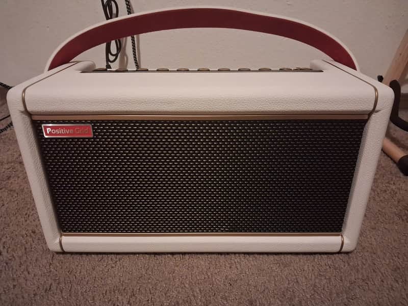 Positive Grid Spark 2 50-Watt 2x4" Digital Modeling Guitar Amp - Pearl White. Bundle comes with Spark Control X footswitch image 1