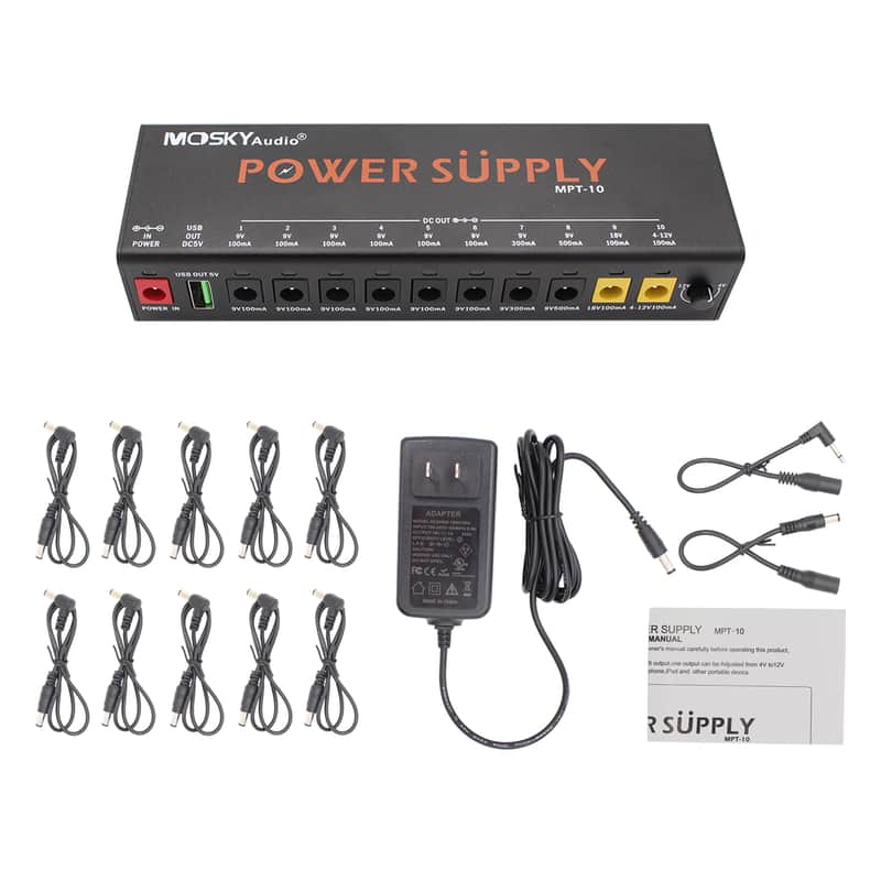 Mosky MPT-10  Guitar Effect Pedal Power Supply 10 DC Outputs/ 5V USB Output for 9V 12V 18V,price include the import duty for US buyer image 1
