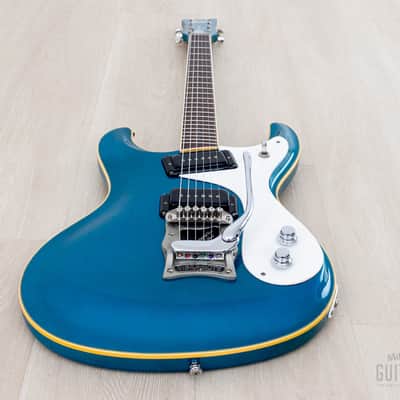1996 Mosrite Ventures Model '63 Vintage Reissue Sidejack Blue w/ Vibramute & Case, Kurokumo image 11