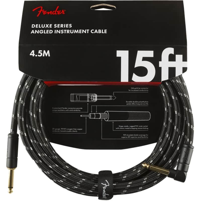 Fender Deluxe Series Instrument Cable 15 Foot Straight/Angle B...