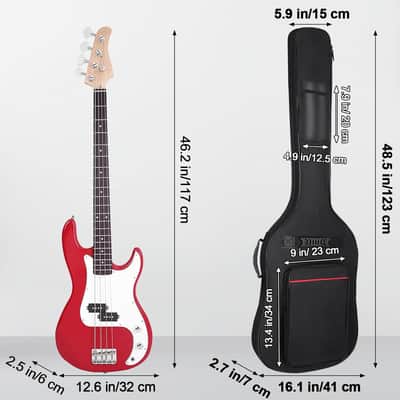 Bass Guitar Hard Case, and More with Exterior Lock and Key, Interior Accessory Compartment, and Plush Interior Padding - Black image 2
