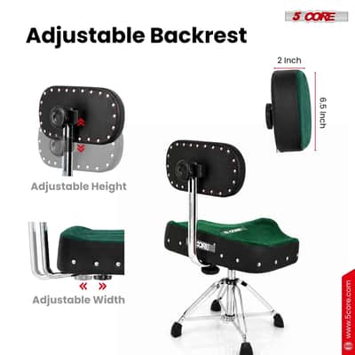 5 Core Drum Throne w Backrest 4" Padded Stool Airlift Adjustable Drummer Chair image 4