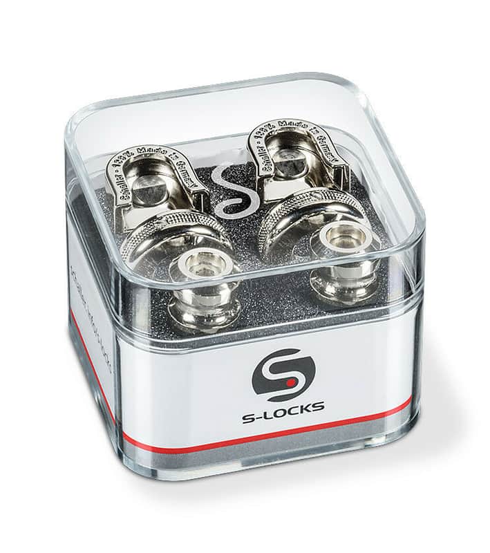 Genuine Schaller NICKEL S-Lock Guitar Strap Locks Pair/Set, Made in Germany image 1