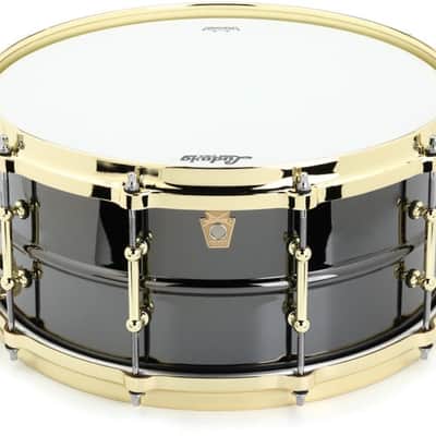 Ludwig Black Beauty Snare Drum - 6.5 inches x 14 inches  Black Nickel with Gold Hardware image 2