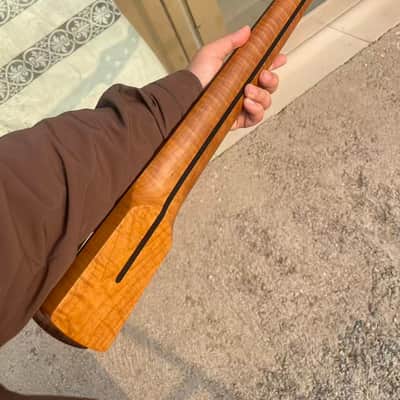 5-string electric bass neck jazz bass stainless steel 21frets Roasted flame Maple guitar neck 34inch hole 18mm image 6