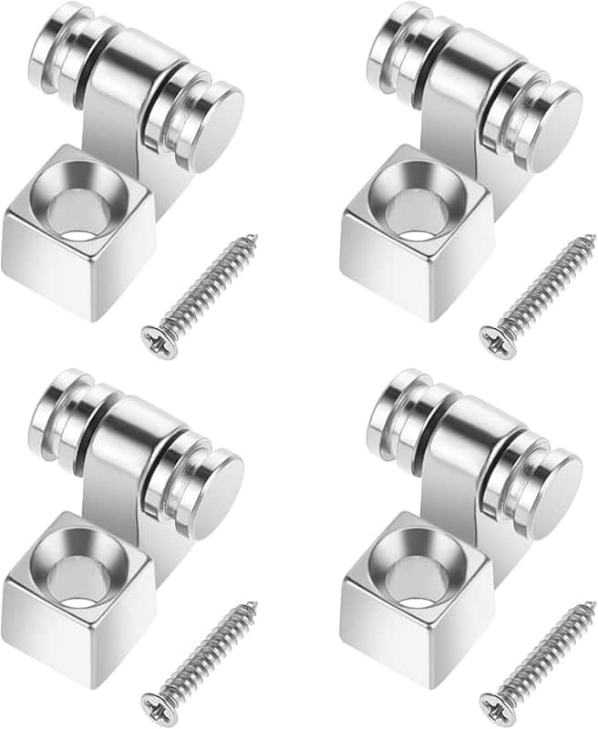 Guitar Roller String Retainers, 4 Pcs String Trees for Electric Guitar, Metal Guitar Standard Roller String Guide Replacement Part Electric Guitar Accessories (Silver) (Chrome) image 1