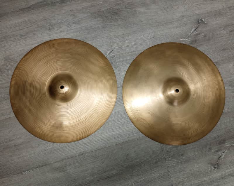 Zildjian 14" A. Zildjian '60s Stamp Hi-Hat Cymbals (Pair) 1960s - Traditional image 1