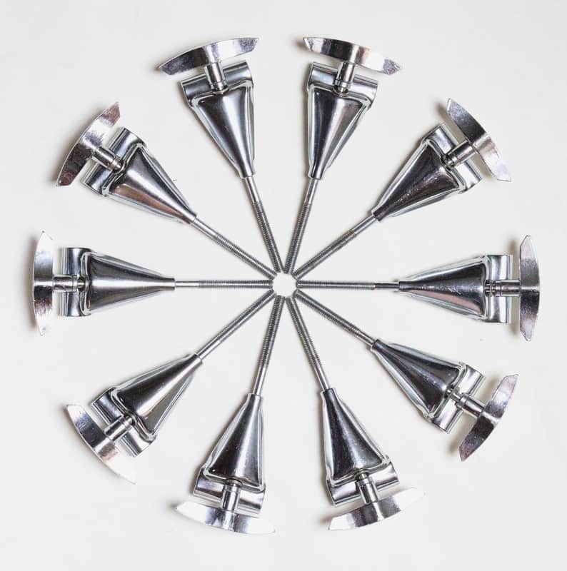 (10) Slingerland Bass Drum Tension Rods & Claws, Original Washers, NEAR MINT CONDITION - 1960's-70's / INSPECTED & TESTED image 1
